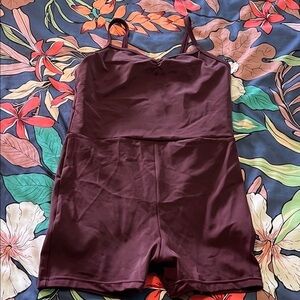 Weissman Burgundy Spaghetti-Strap Romper